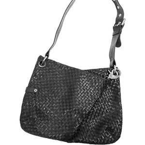 1102 Retro Melissa Loyd Maish  Black Woven Leather Handbag Hobo NWOT